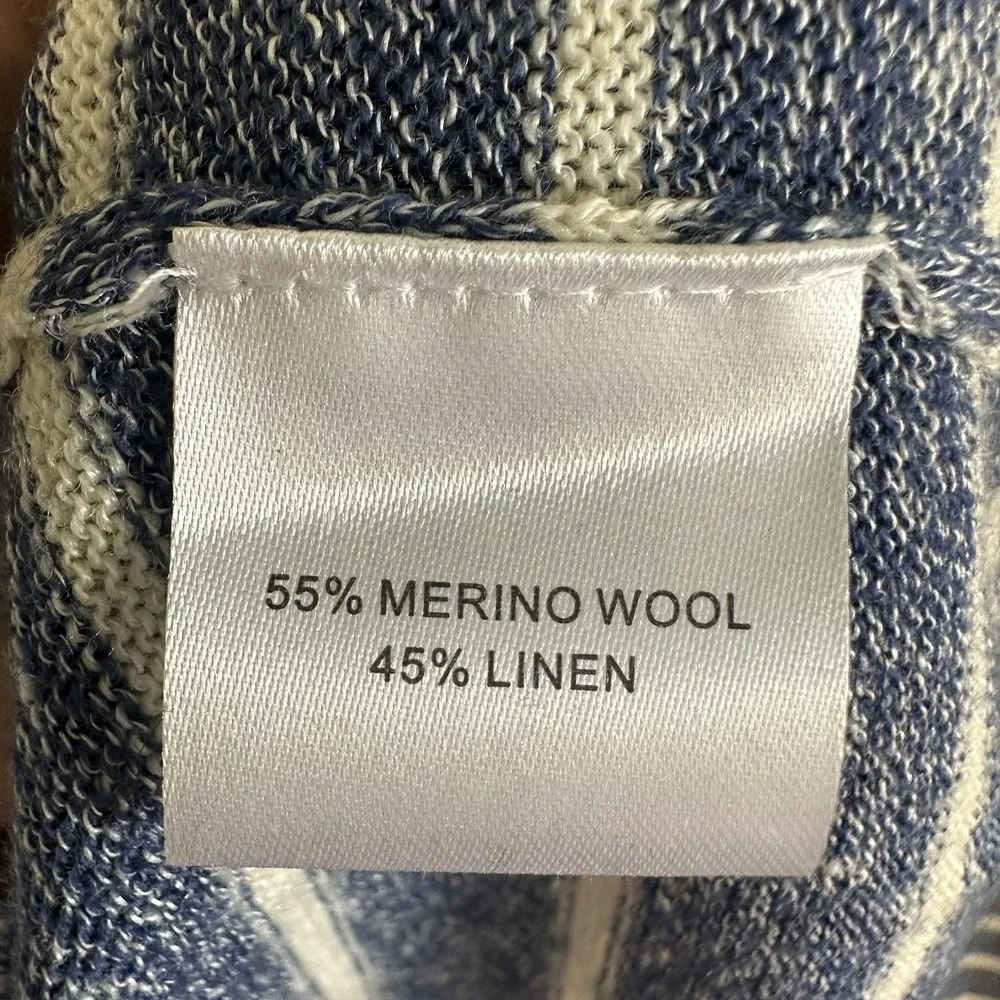 PETER MILLAR‎ Crown Cool 1/4 Quarter Zip Sweater Wool Linen XL Blue Striped Golf